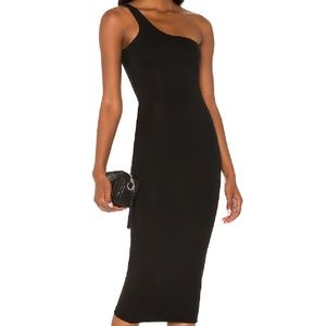 RE ONE Sophia One Shoulder Dress in Black